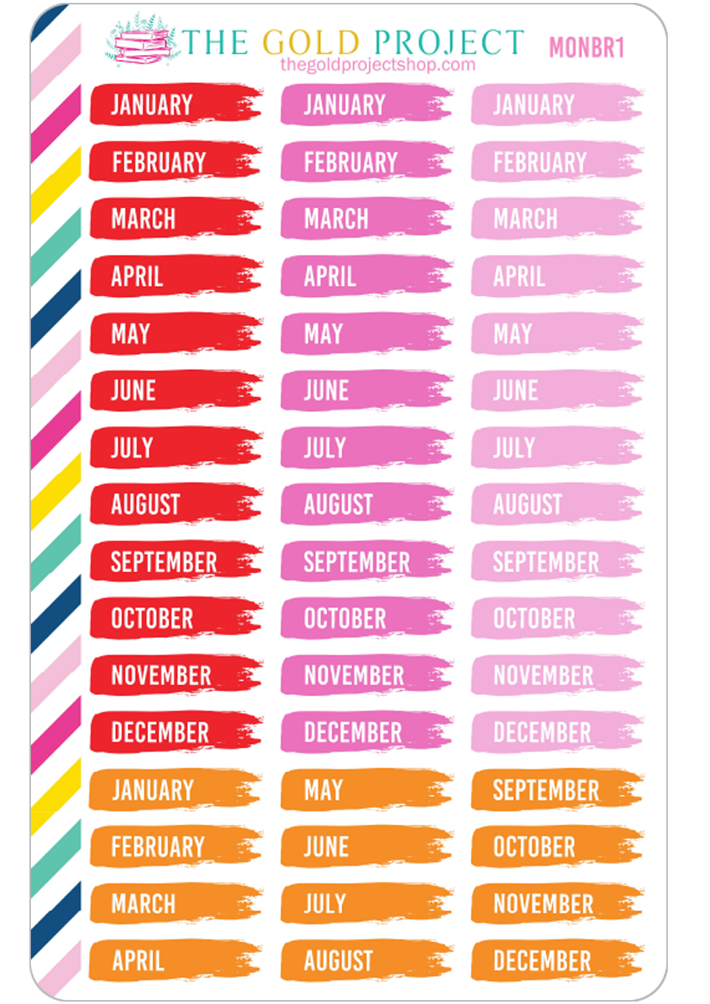 Months Of The Year Brush Strokes Warm The Gold Project Months Of The Year Brush Strokes Warm The Gold Project