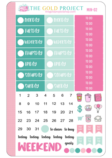 Mint and Pink Weekly Kit