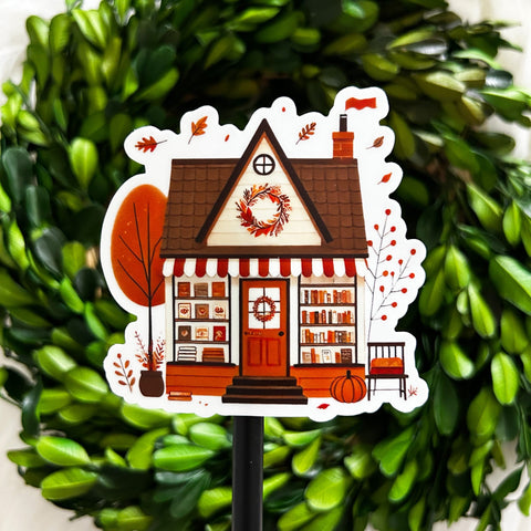 Fall Bookshop Weatherproof Sticker