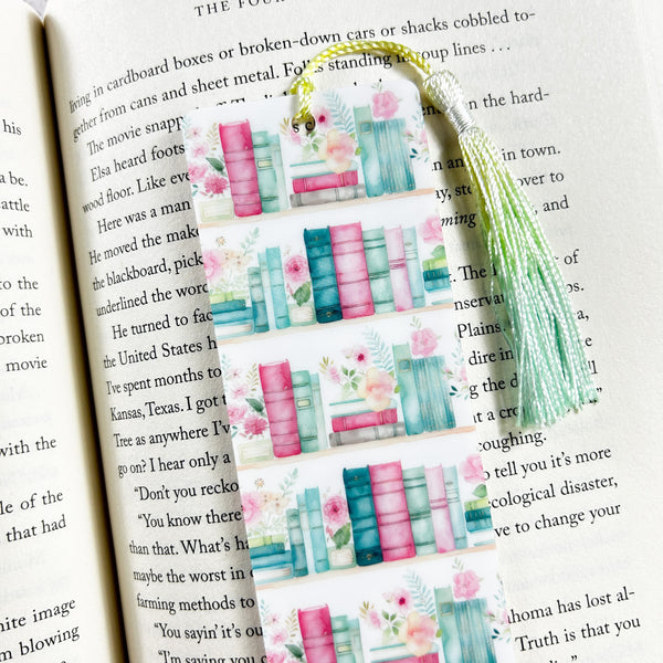 Pink and Mint Bookshelf Bookmark