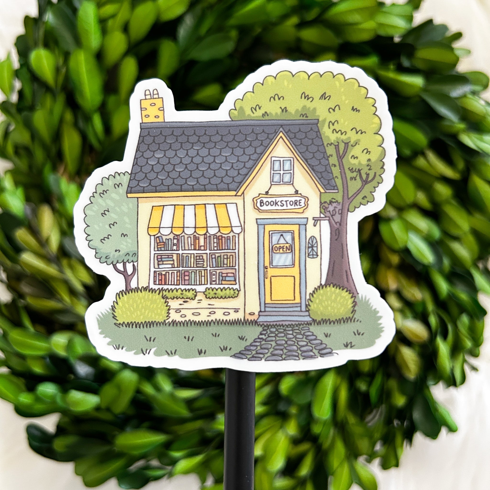 Yellow Bookstore Weatherproof Sticker