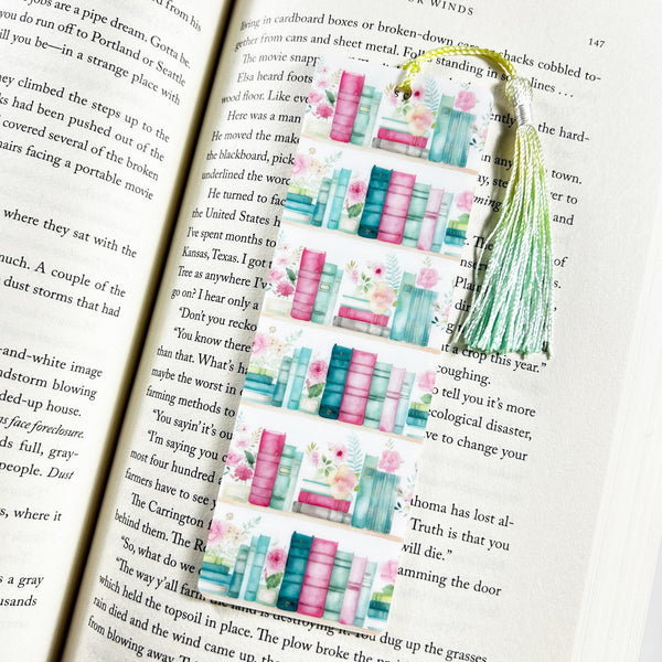 Pink and Mint Bookshelf Bookmark