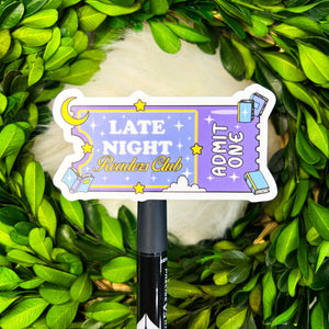 Late Night Book Club Weatherproof Sticker