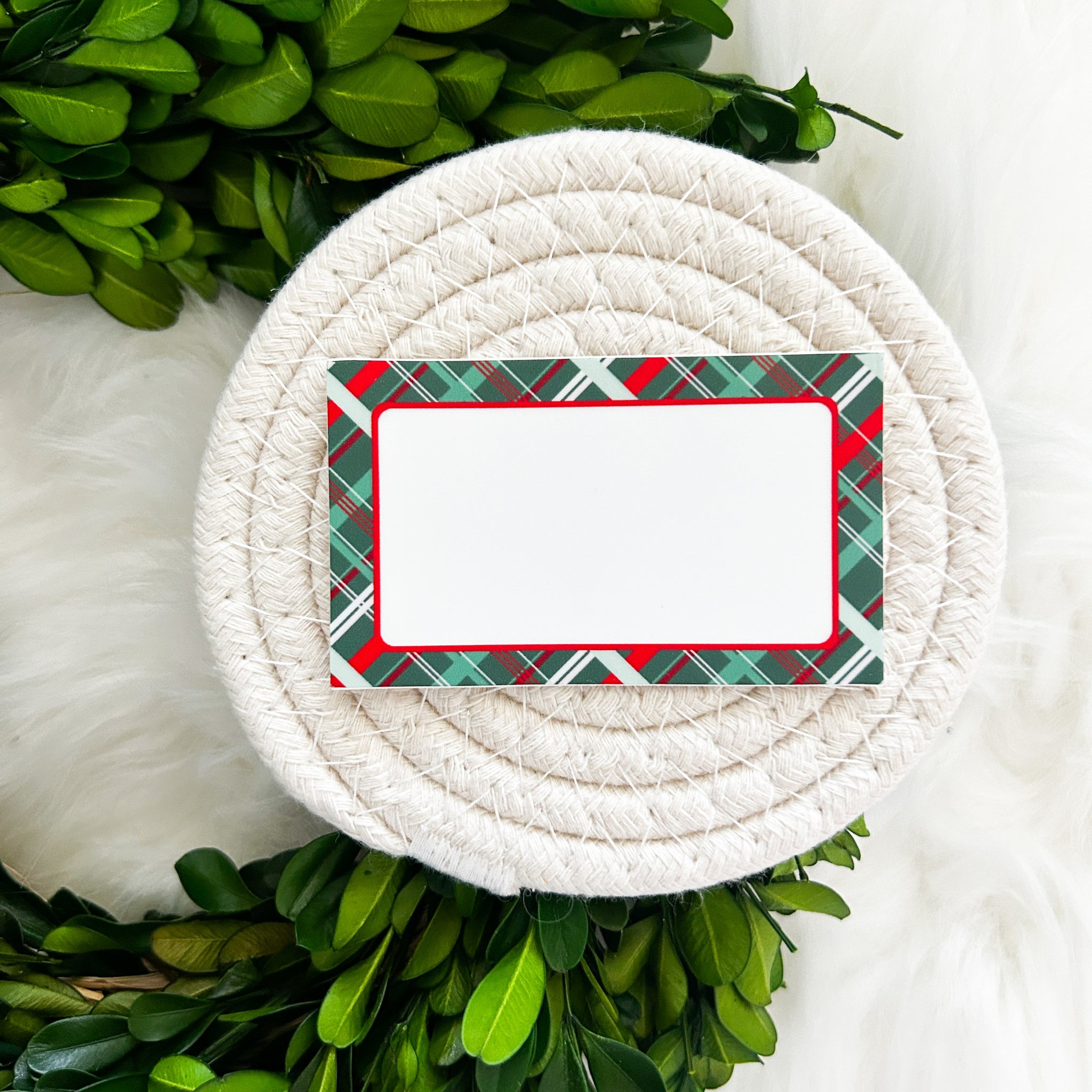 Christmas Plaid Label Weatherproof Sticker