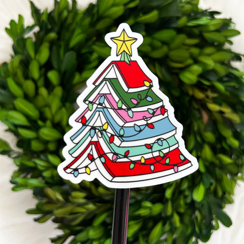 Book Christmas Tree Weatherproof Sticker