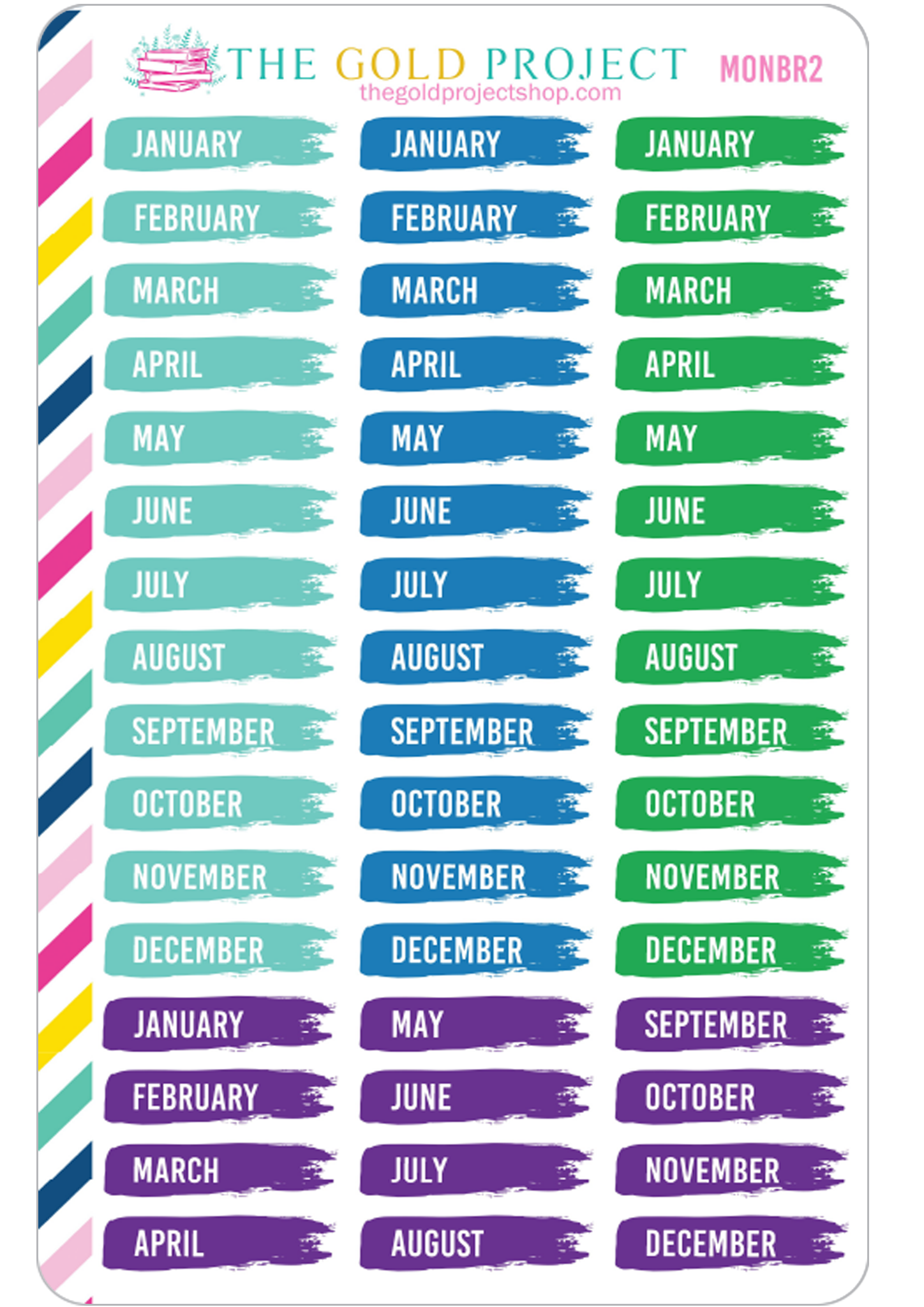 Months of the Year Brush Strokes - Cool