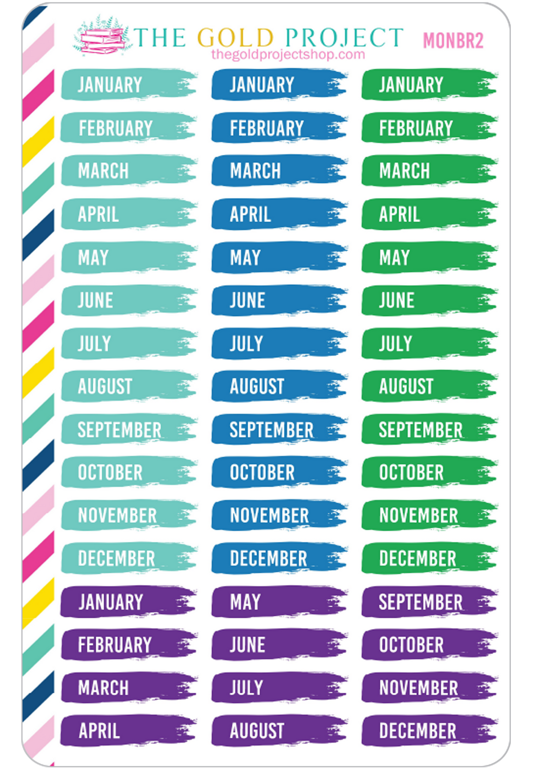 Months of the Year Brush Strokes - Cool