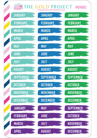 Months of the Year Brush Strokes - Cool