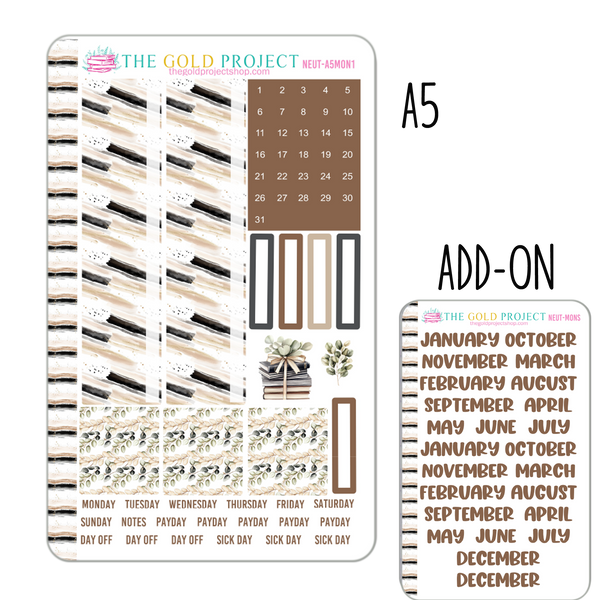 Neutral Planner Monthly Kit
