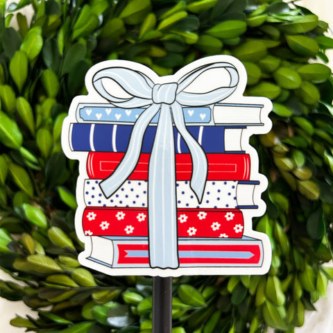 Patriotic Bookstack Weatherproof Sticker