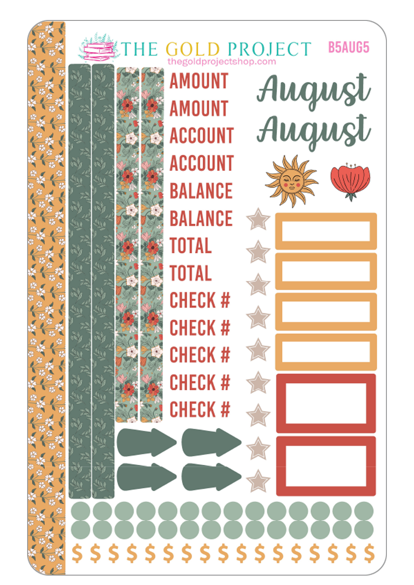 August Bill Tracker 5 Stickers