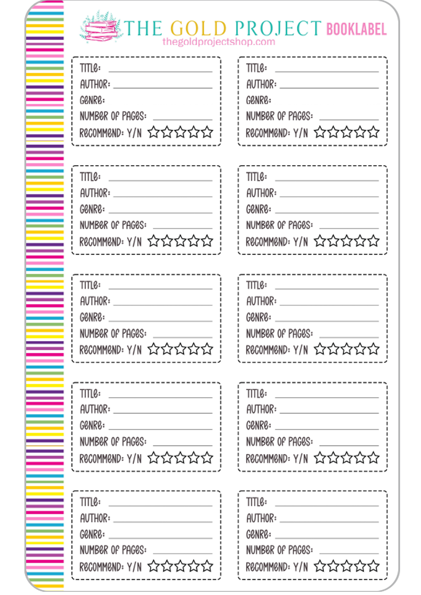 Book Information Labels