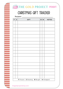 Full Page Christmas Gift Tracker Sticker