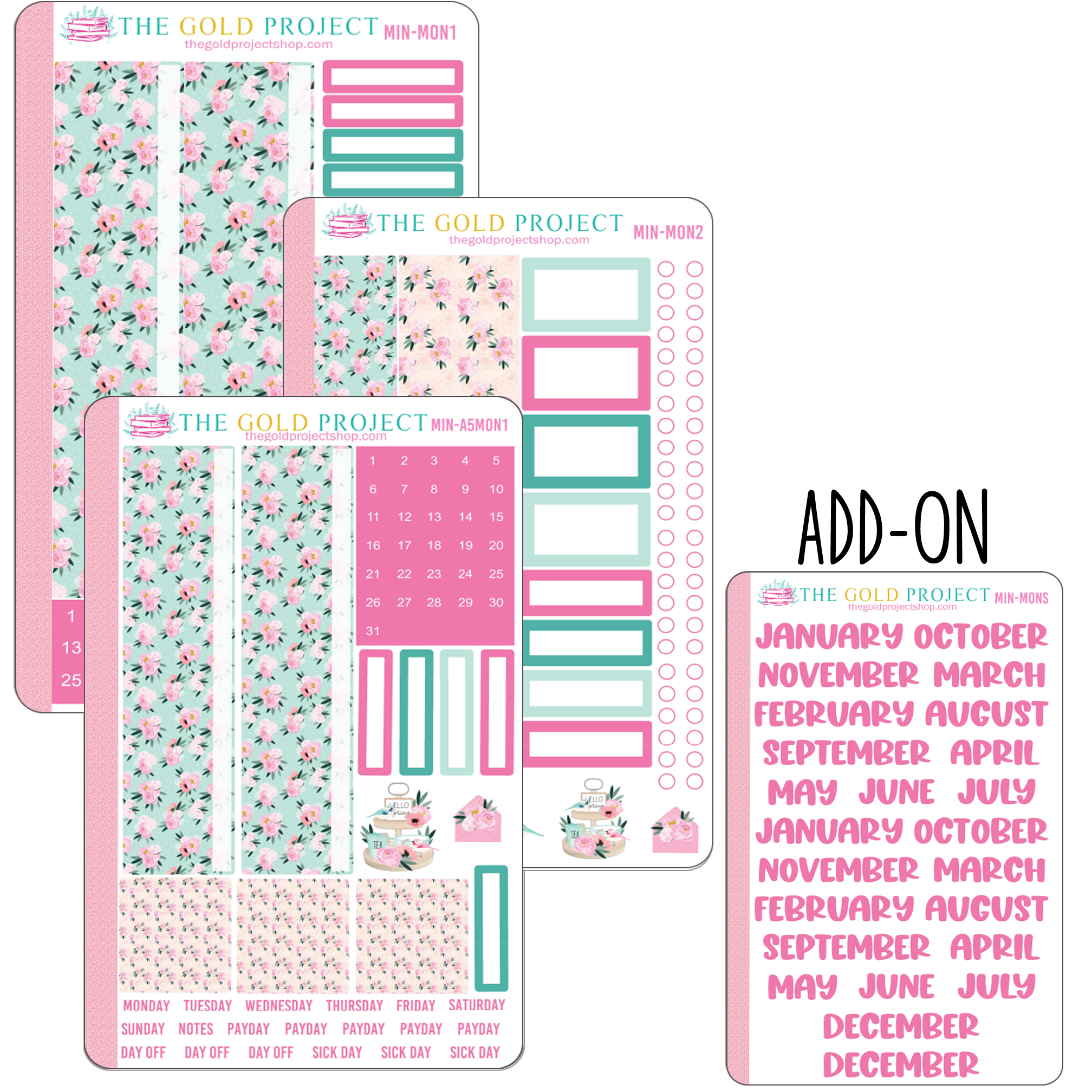 Mint and Pink Monthly Kit