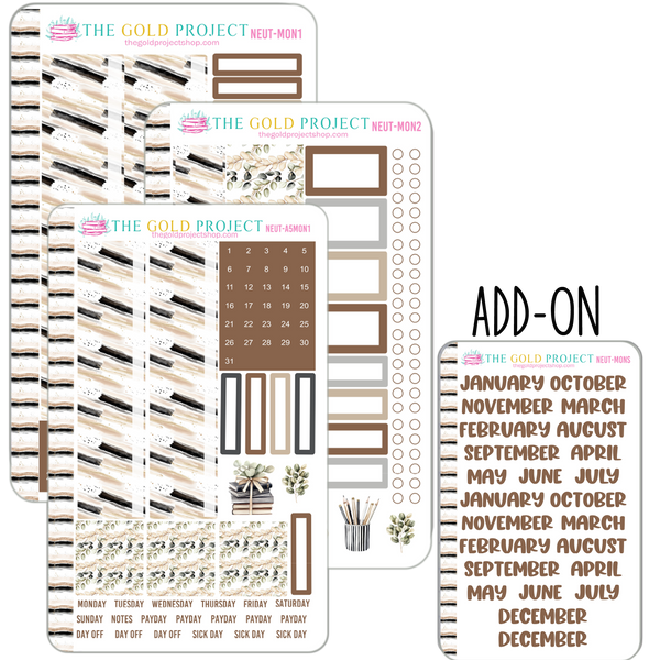 Neutral Planner Monthly Kit
