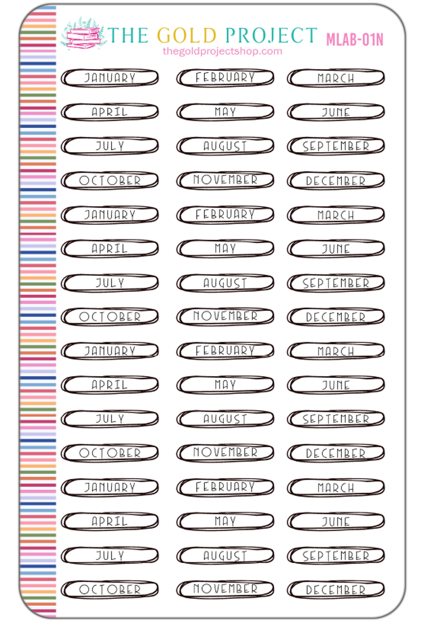 Month Label Headers - Neutral