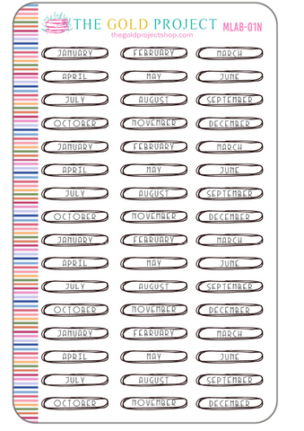 Month Label Headers - Neutral