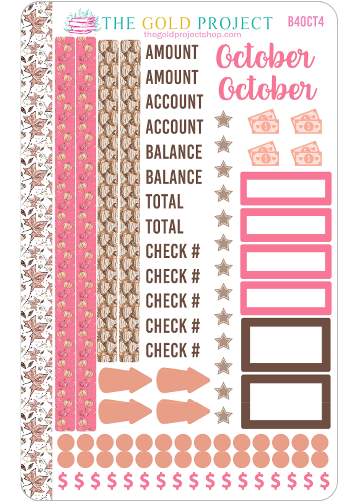 October Bill Tracker 4 Stickers