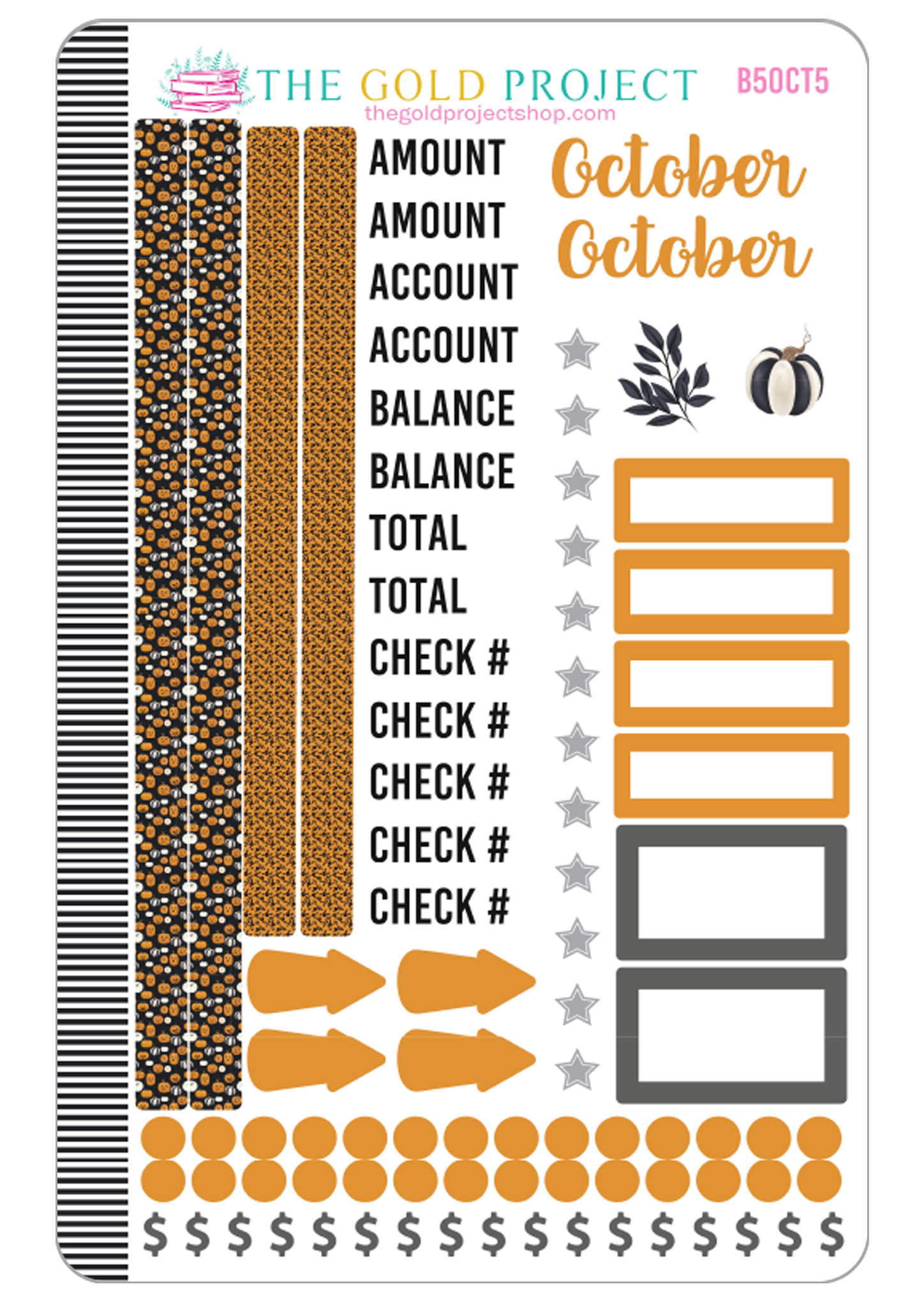 October Bill Tracker 5 Stickers