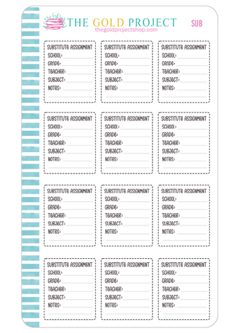 Substitute Assignment Info Boxes