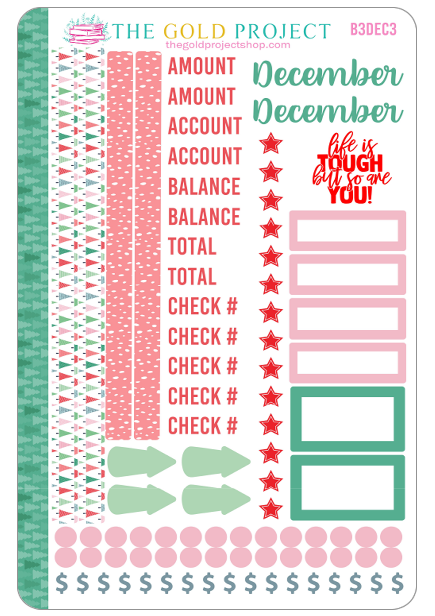 December Bill Tracker 3 Stickers