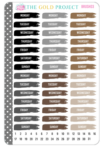 Days of the Week Date Covers - Neutral Brush