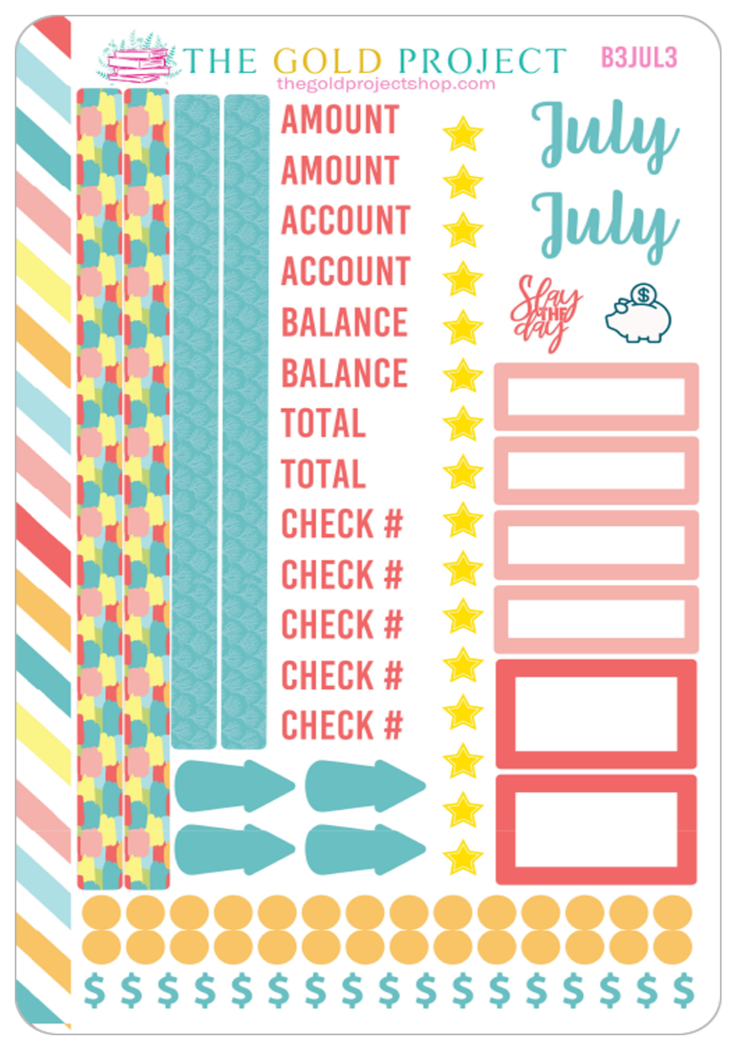 July Bill Tracker 3 Stickers